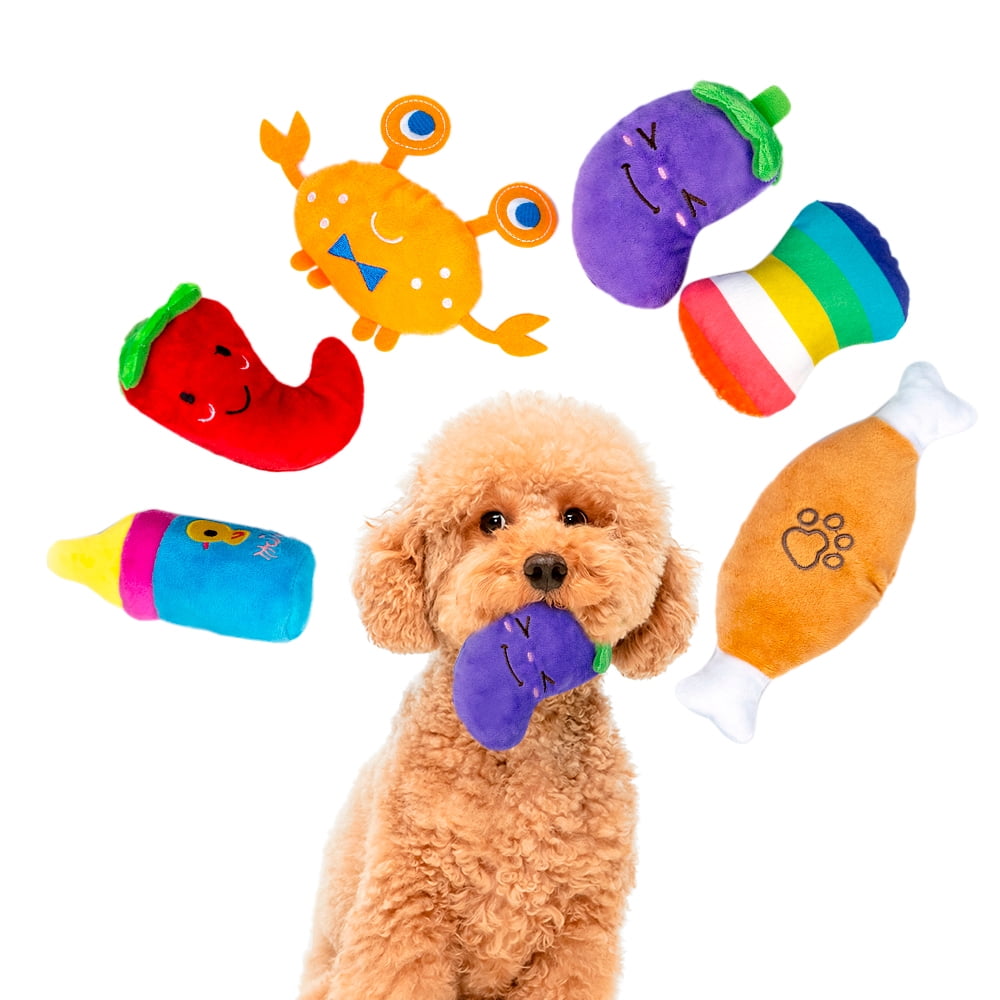 AWOOF Squeaky And Crinkle Dog Toys 5 Pack - Durable Chew Toys For Aggressive Chewers, No Stuffing For Small, Medium Dogs