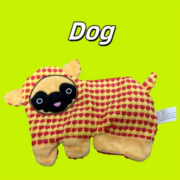 Squeaky Plush Dog Toy Pineapple Fleece Texture with Built-in Crinkle Paper 5 Animal Shape Design for Boredom Relief Soft Durable Interactive Training and Chewing Toy for Pets