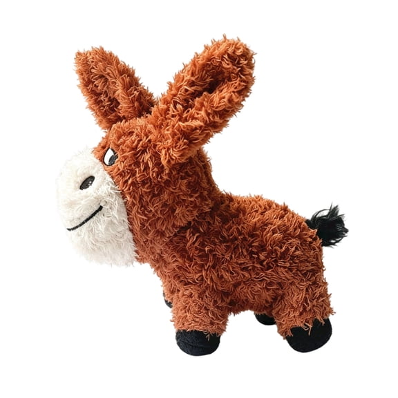 Squeaky Plush Dog Toy for Teeth Cleaning, Stubborn Design Interactive Toy for Puppy, Brown