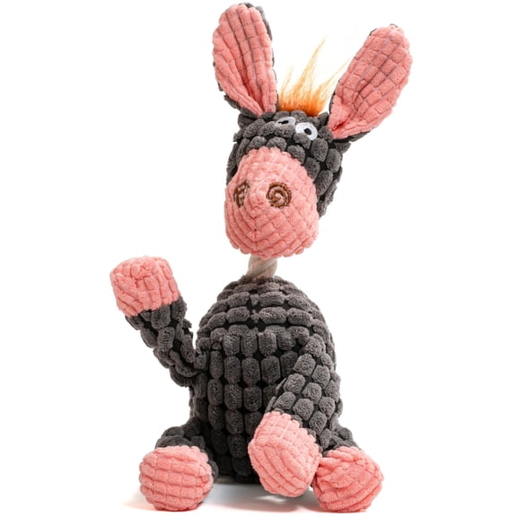 Squeaky Plush Dog Toys - Adorable Animal Designs with Soft Cotton Filling, Cute Stuffed Dog Chew Toys for Small, Medium Non-Aggressive Chewing Dogs Chewer (Grey - Donkey)