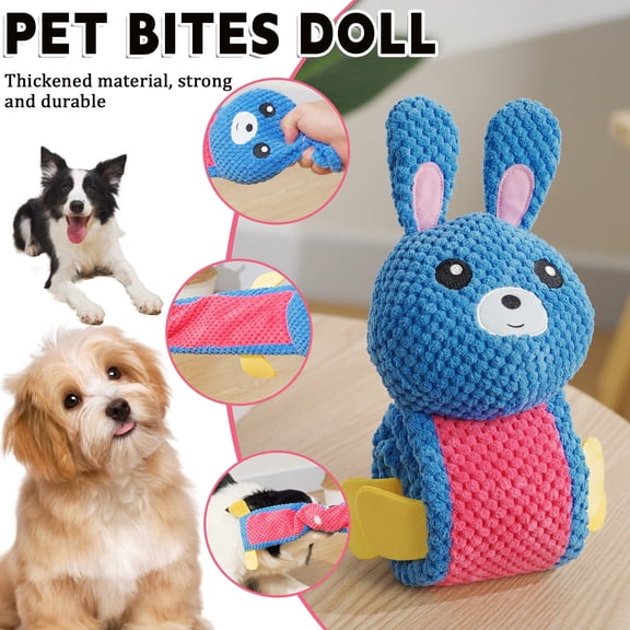 Squeaky Plush Dog Toys for Aggressive Chewers, Interactive Squirrel Animal Toy with Chew Teething Rings, Durable Puppy Toys for Small Medium Large Dogs, Indoor Outdoor Fetch Play (1 Count)