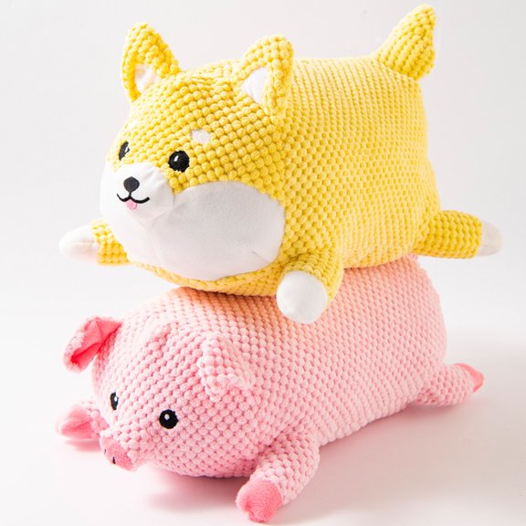 Squeaky Plush Dog Toys Yellow Duck Chew Toy for Golden Retriever Corgi Soft Stuffed Animal Interactive Molar Teether Fun Sound Pet Supplies Gift