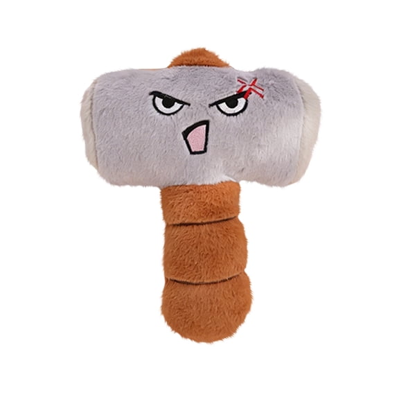 Squeaky Plush Dog Toys for Self-Entertainment Funny Expression Interactive Pet Chew Toy for Corgis French Bulldogs Small Medium Dogs Hammer Axe Shape
