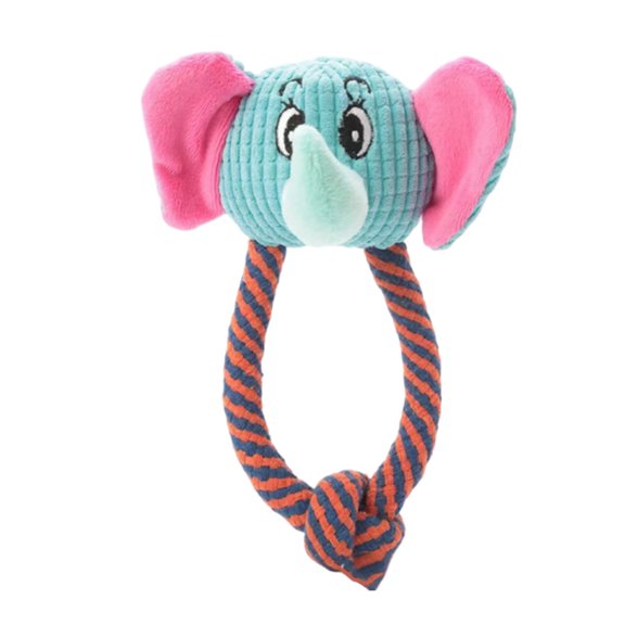 Squeaky Plush Pet Toy with Durable Cotton Rope, Soft Stuffed Animal for Gentle Chewers, Interactive Tugging and Fetching Toy, Teeth Cleaning Dental Support, Multi-Texture Design