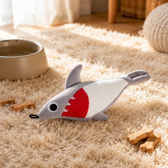 Squeaky Plush Pet Toy, Shark Tooth Shape for Dogs and Cats Interactive Play