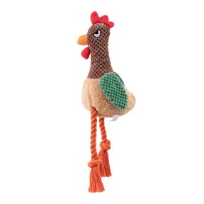 Squeaky Plush Rooster Dog Chewing Rope Toy With Cotton Soothing Teething Toy For Indoor Outdoor Pet Entertainment