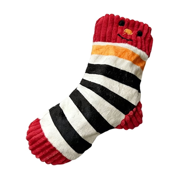 Squeaky Plush Sock Dog Toy, Cartoon Stuffed Animal Toy for Teeth Cleaning and Boredom Relief for Small Dogs, Red