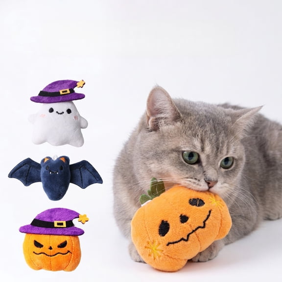 Squeaky Pumpkin Dog Toys, Interactive Ghost Chew Set, Halloween Pet Gift for Small Medium Dogs, Crinkle Plush Toys, Engaging Playtime for Puppies​, D