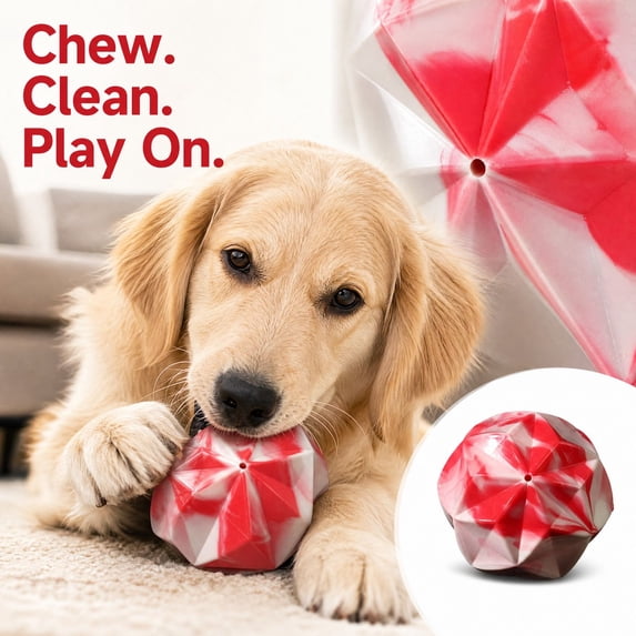 Squeaky Puppy Teething Chew Ball, Textured TPR Dog Ball Toy ...