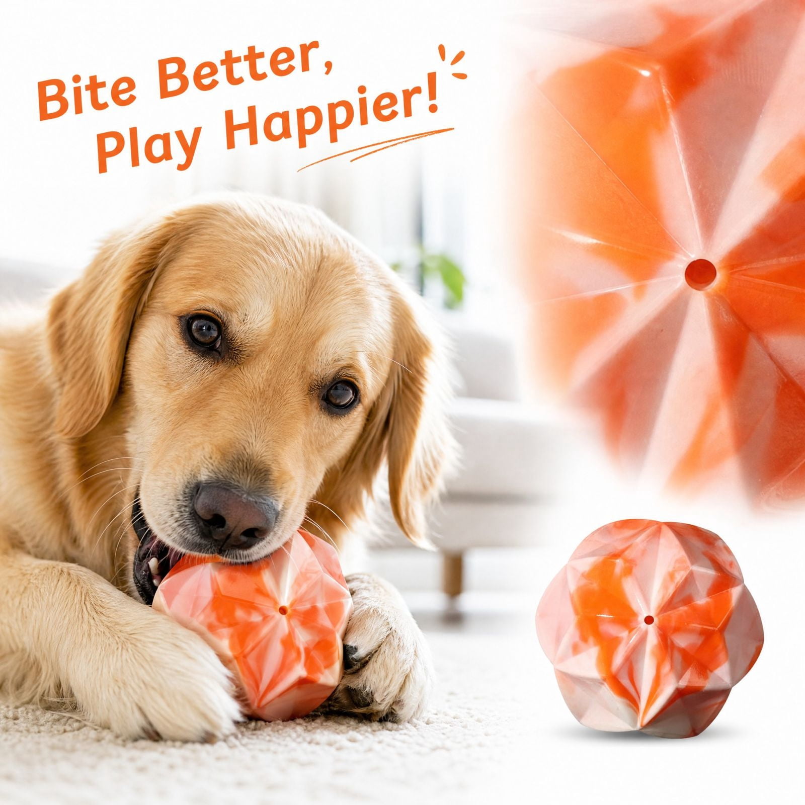 Squeaky Puppy Teething Chew Ball, Textured TPR Dog Ball Toy ...