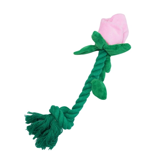 Squeaky Rose Flower Stuffed Pet Chew Toy Anxiety Relief Interactive Play Toy for Small Pets