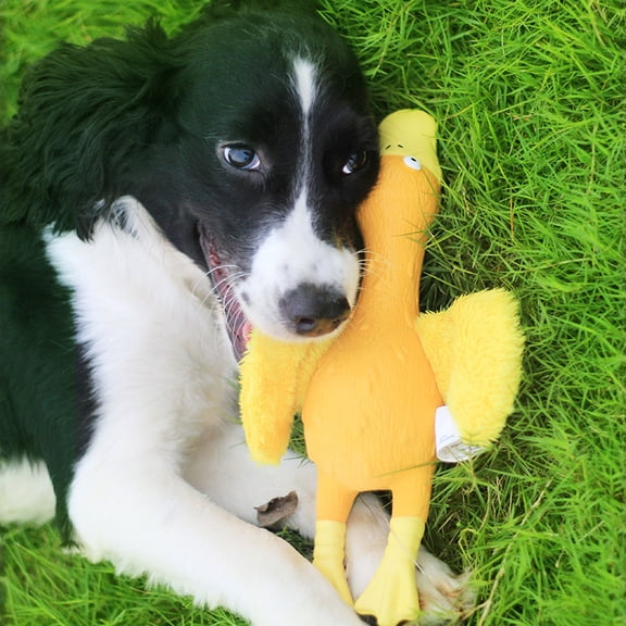 Squeaky Rubber Dog Toy for Large Medium Small Dogs – Interactive Chew Toy for Aggressive Chewers, Funny Duck Shape Yellow