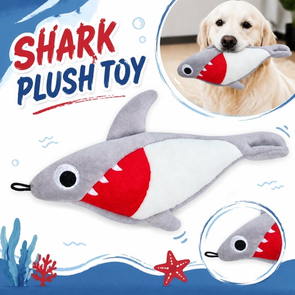 Squeaky Shark Pet Toy Soft Plush Animal Shape with Built-in Sounder Interactive Chewing and Cuddling Toy for Small Medium Dogs and Cats Durable Soft Fabric Plaything