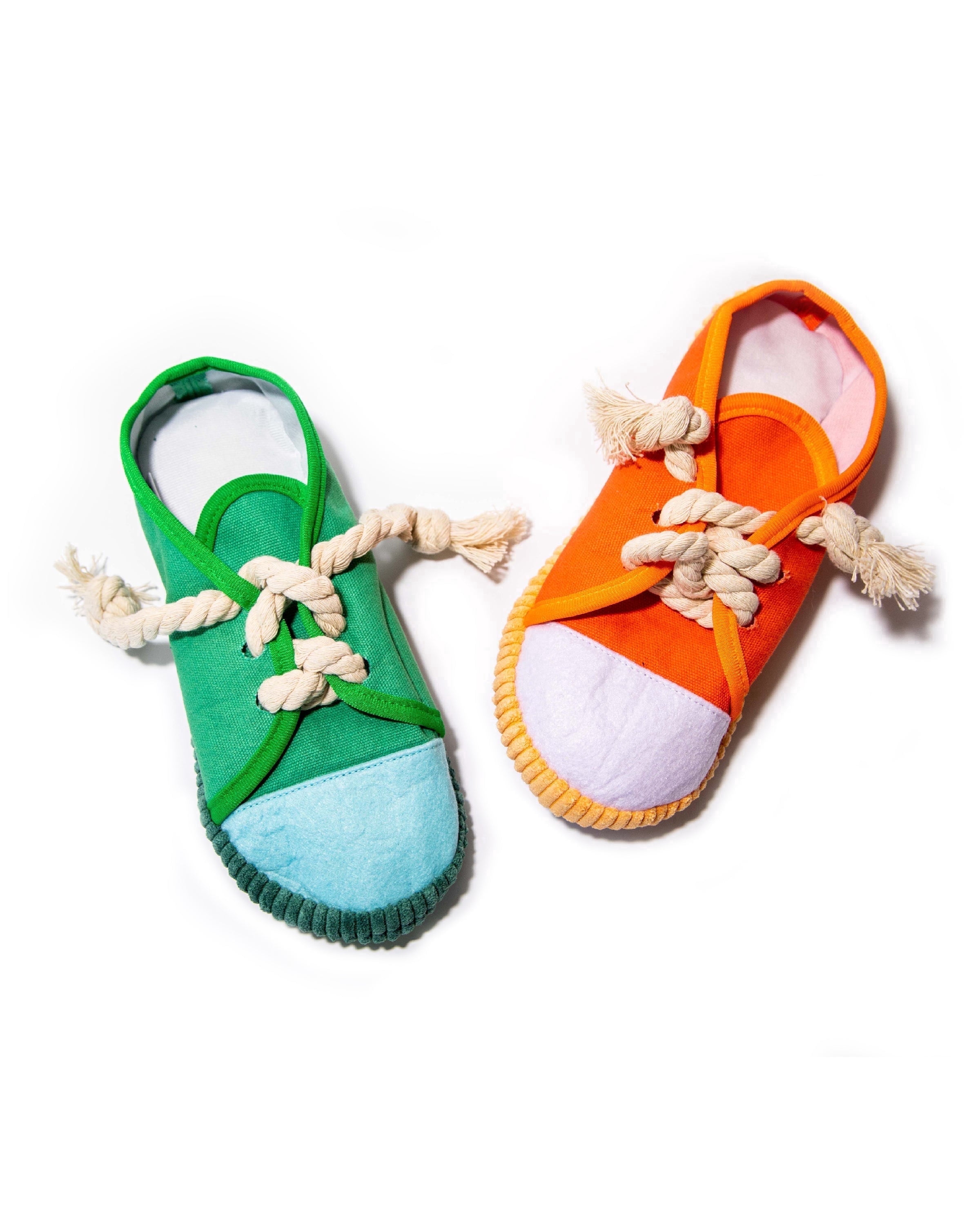 Glow Pups Squeaky Shoes Flexible 2-Piece Dog Toy Pair with 2 Dog Toys, Multicolor Shoes Shape Medium