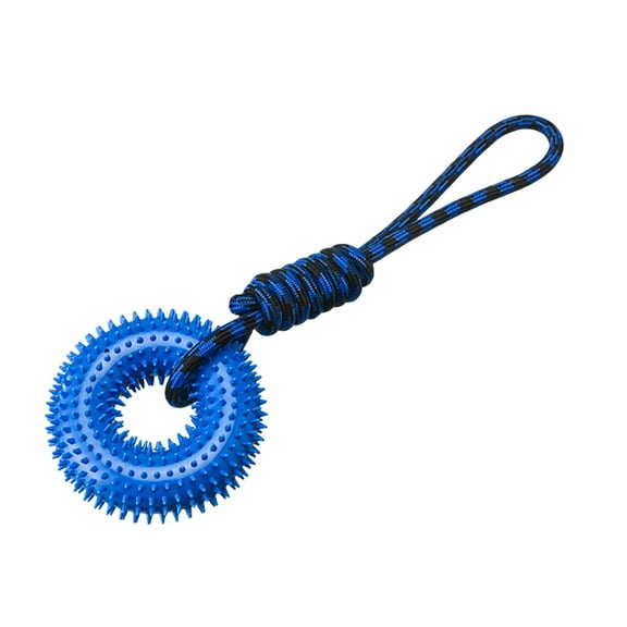 Squeaky Spiky Ring Dog Toy Interactive Chew Teething Rope Puppy Training Outdoor Play Boredom For Small Medium Large Dogs