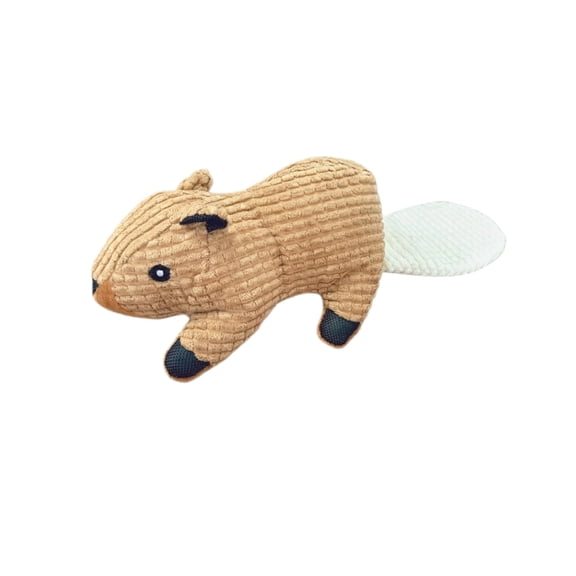 Squeaky Squirrel Dog Toy, Soft Plush Pet Chew Toy for Teeth Cleaning and Teething, Interactive Stuffed Animal for Small and Medium Dogs, Durable Play Supplies - Brown