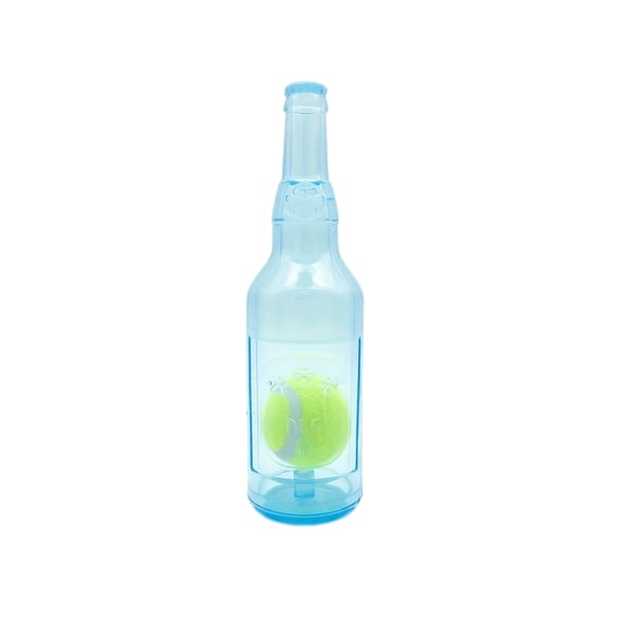 Squeaky Tennis Ball Bottle Dog Toy, Interactive Chew Fetch Toy for Play, Fun Durable Pet Toy for Small Dogs(9.65*2.95in,Blue)