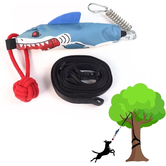 Squeaky Tug-of-War Dog Toy for Medium & Small Dogs - Chewable Rope with Stump Design & Steel Handle, Bite-Friendly Pull Game for Indoor/Outdoor Play (Crinkle & Squeaker)