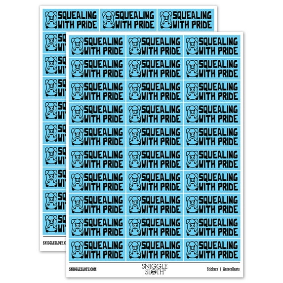 Squealing with Pride Pig Teacher Student School Sticker Set - Light Blue - Matte Finish - 1.75" Medium