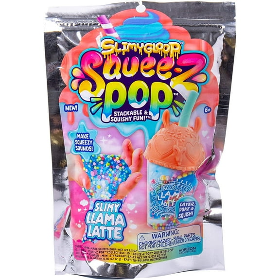 Squee-Z-Pops Slimy Llama Latte Squishy Slime by Horizon Group USA, Create Fun & Colorful Gooey, Squishy Sound Making Slime by Adding Sprinkles & More, Blue & White