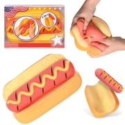 Squeeeze Hot Dog - 15cm Ultra-Soft Slow Rising Jumbo Squishy Hot Dog, Hot Dog Squishy, Hot Dog Soft Squeeze,Hot Dog Stress Relief for Adults, Focus & Relaxation