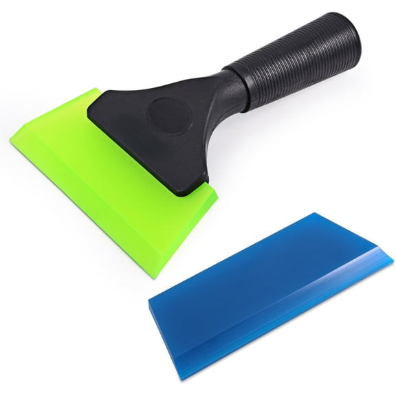 Squeegee Scraper Shower Mirror Glass Wiper Window Cleaner with 1 Extra Rubber Blade Non-Slip Handle for Auto Window Tint Tool Home