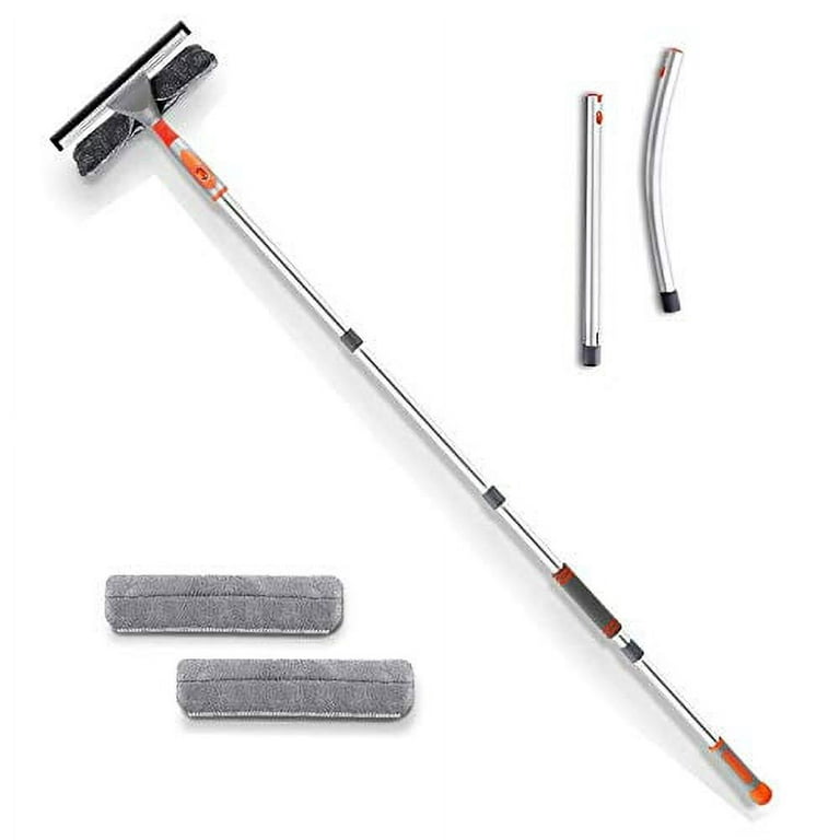 Baban Squeegee Window Cleaner 2 in 1 Window Cleaning Tool with Elbow and Straight Extension Pole 61' Telescopic Window Washing Equipment with Bendable
