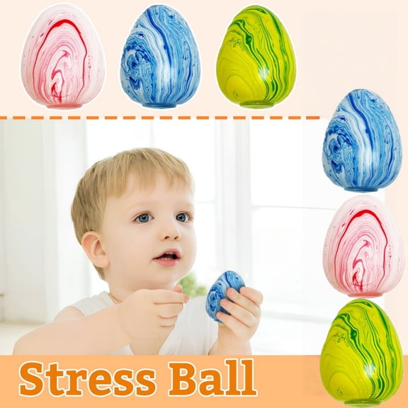 Squeezable Easter Egg Stress Ball, 2026 Marble Pattern Sensory Toy for Kids Adults, Easter Basket Stuffer, Holiday Stress Relief Party Favor