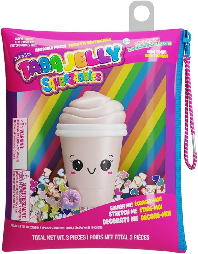 Squeezables Luv Latte Figure - Cute Kawaii Novelty Collectible with Reusable Zipper Pouch and Decoration, Series 4 Desk Accessory