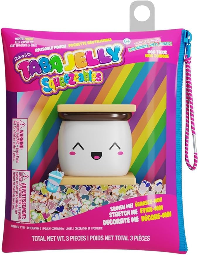 Squeezables S’More Figure - Cute Kawaii Novelty Collectible with Reusable Zipper Pouch and Decoration, Series 4 Desk Accessory