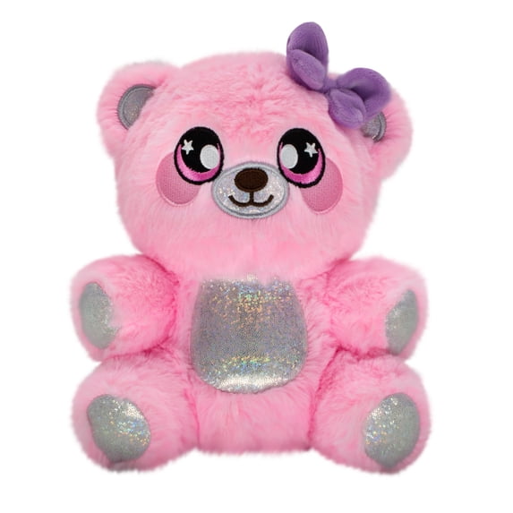 Squeezamals 3Deez 8-inch Izzy the Pink Teddy Bear- Slow-Rise Memory Foam Plush, Sweetly Scented. Made with High Quality, Safe Materials