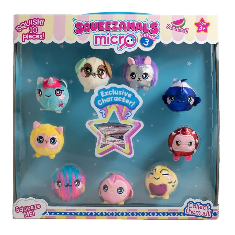 Squeezamals, Micro Series 3 10-Pack, Collectible Animals Scented