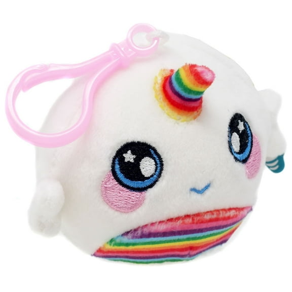 Squeezamals Rainbow Narwhal Clip On Plush