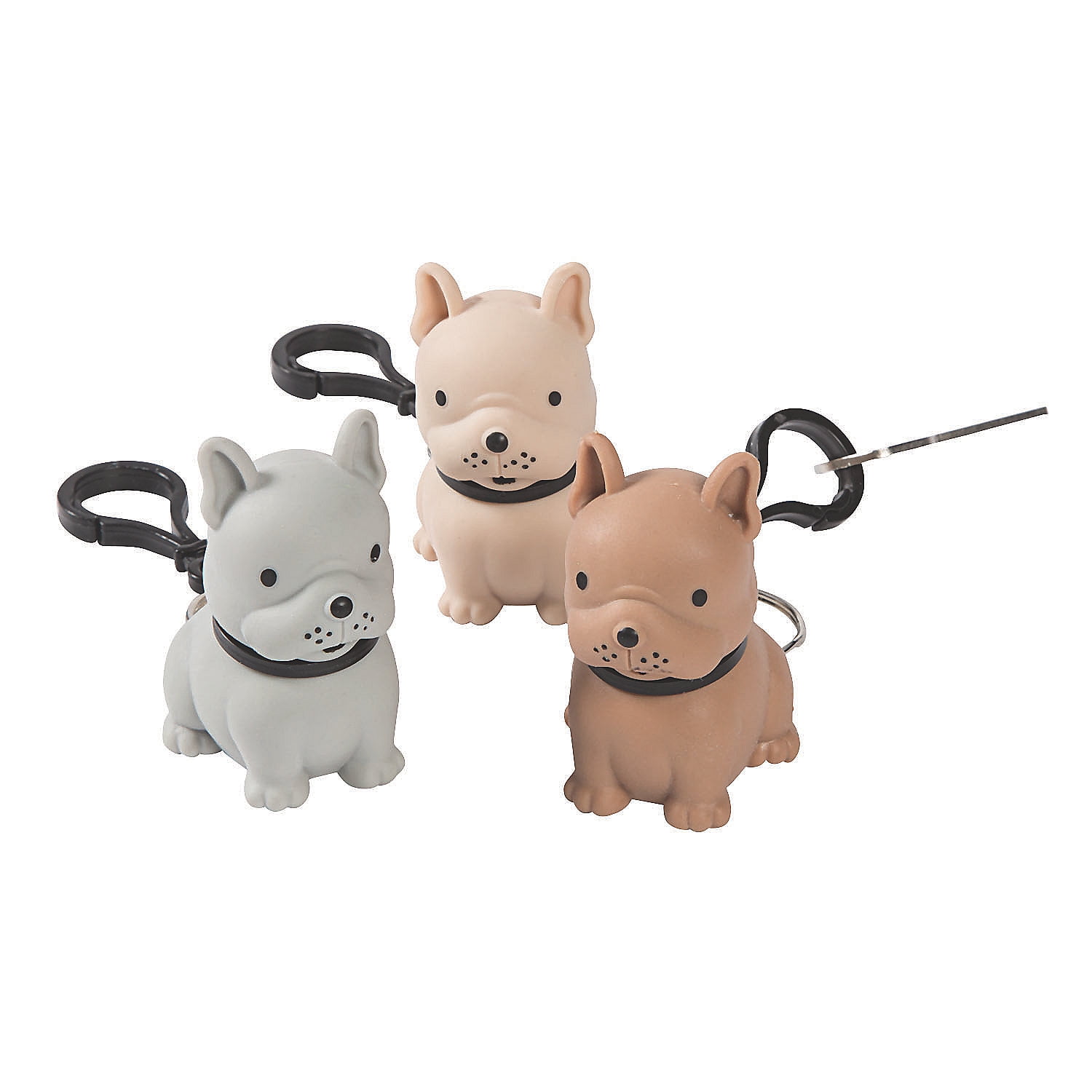 Squeeze-A-Dohz™ Squishy Bulldog Keychains, Rubber Material
