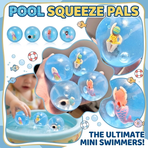 Squeeze Ball Pool Diver Stress Ball, Random Transparent Blue Sensory Squeeze Toys for Student and Adults, Relaxation Squeeze Toys for Home Travel Office, Engaging Soft Slow Rise