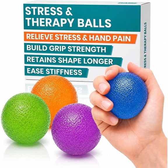 Squeeze Balls for Hand Therapy, Exercise, Arthritis (w/Rehab Video App) - Grip Strengthener Occupational Equipment for Finger, Wrist, Carpal Tunnel, Pain Relief