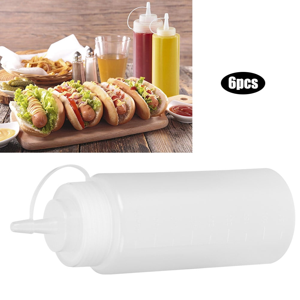 Squeeze Bottle, 6Pcs 480ml Sauce Container Mini Squeeze Bottles With On