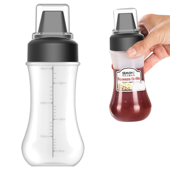 Squeeze Bottle Basdi 5-Hole Condiment Squeeze Bottle Set - No-Drip Tips for Ketchup, Soy Oil & Salad Dressing, Kitchen Dispenser for Cooking & Bbq, Reusable & Easy Fill, Condiment Dispenser, Black