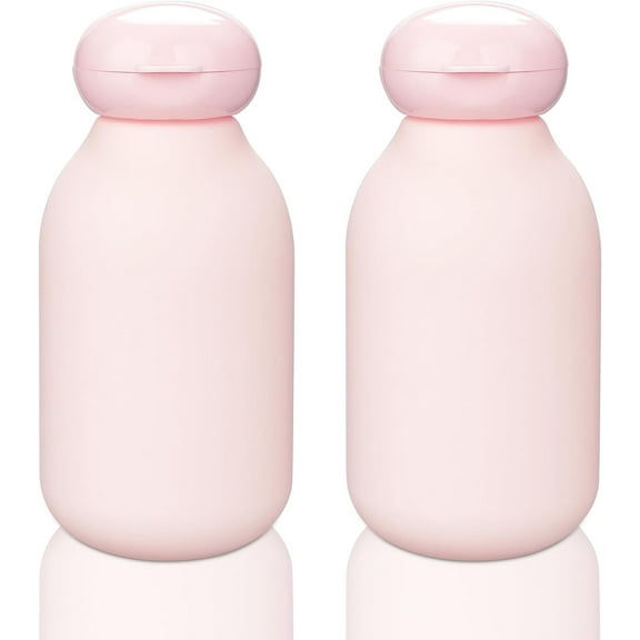 Squeeze Bottle with Flip Cap Travel Bottles for Toiletries 2 Pack 3.4 oz/100ml Travel Containers for Toiletries Shampoo and Conditioner Bottles Refillable Plastic Travel Size Bottles(Pink)