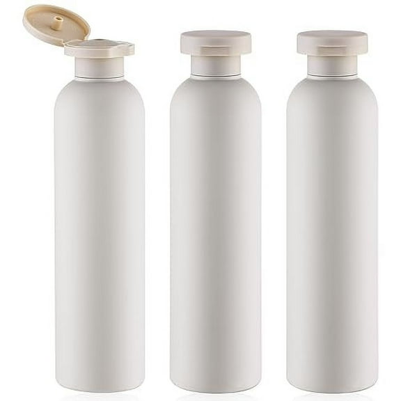 Squeeze Bottles 8 oz, Travel Shampoo and Conditioner Bottles, Plastic Refillable Containers for Lotion(8oz, White, 3Pcs)