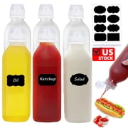 Squeeze Bottles for Sauces, 6 Pack Condiment Squeeze Bottles, Ketchup Salad Dressing Container, 17oz Plastic Bottles with Squeeze Top for Liquids, BBQ Sauce, Oil