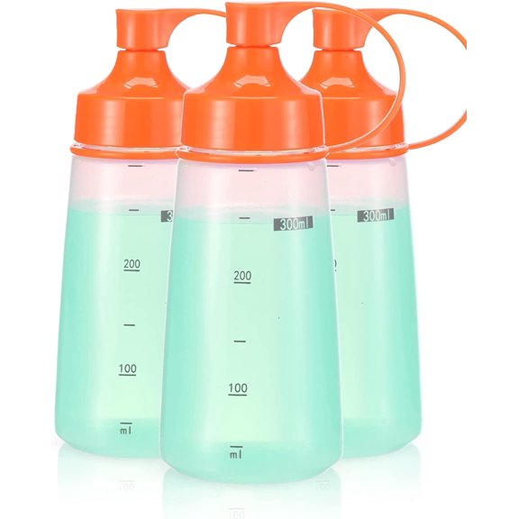 Squeeze Bottles Wide Mouth - Pack of 3 Condiment Bottle Squeeze BPA free for Chunky Sauces, Resin, Crafts, Condiment Squeeze Bottles 300 mL/10 oz. (Orange*3)