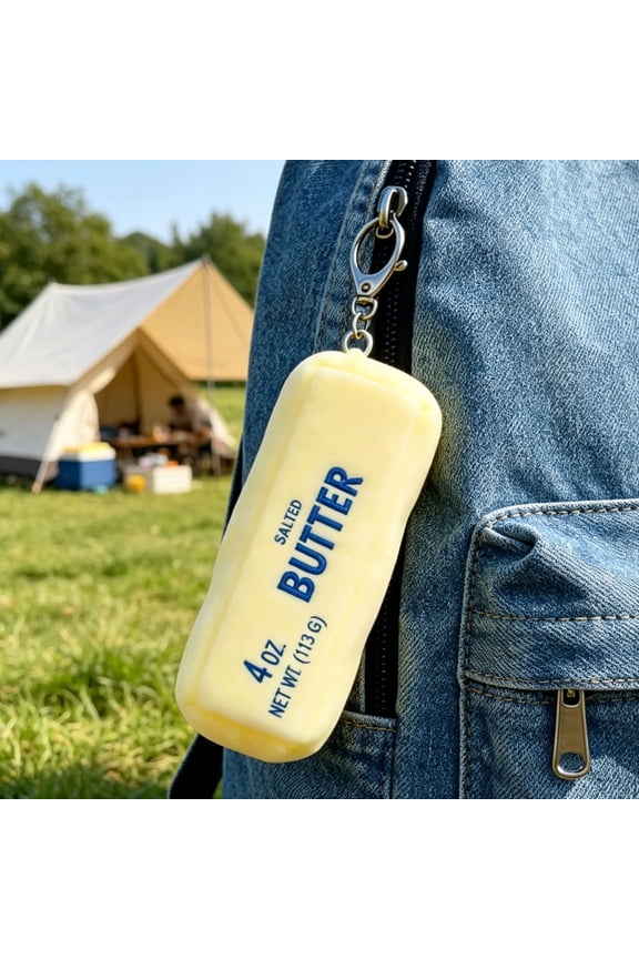 Squeeze Butter Squishy Keychain, PU Material Butter Stick Slow Rising Keychain Pendant for Backpack Purse Handbag Car Keys, Squeeze Food Fidget Toys for Office School, 4.1"