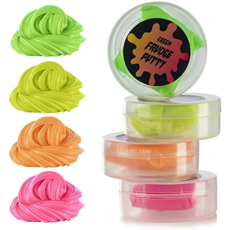 Squeeze Craft Glow in The Dark Frudge Putty - 4 Pack - Multicolor Neon Sludgy Goo Fidget