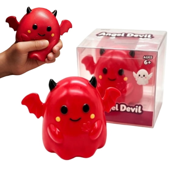 Squeeze Cute Red Devil Ghost - 5.9 Inch Ultra-Soft Slow Rising Squishies ball , Halloween Soft Squeeze Sensory Toy,Stress Relief Toy for Adults, Focus & Relaxation