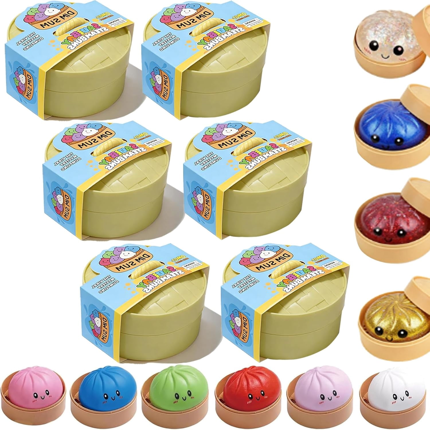 Squeeze Dough Ball Stress Relief Hand Toys - Random Dumpling Squishy Toy , 10 Colors Dumplings Squishy Toy, More Surprises(Random Color)