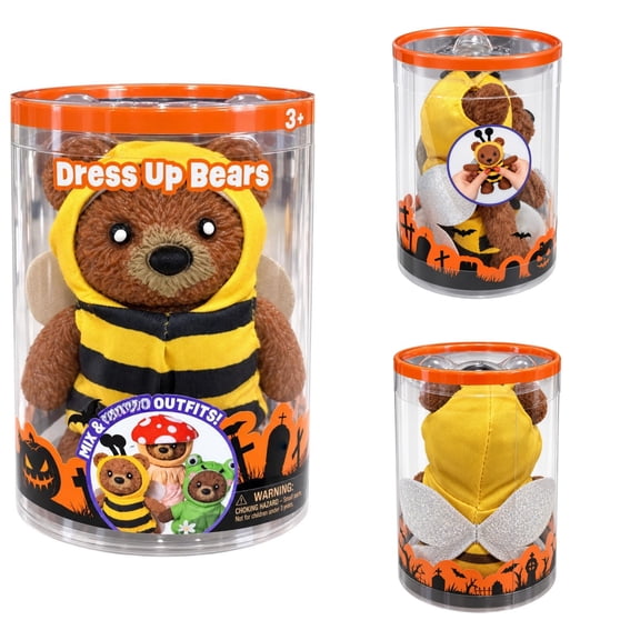 Squeeze Dress up Bear Squishy Plush Toys, Cute Plush Bear Plushies Fidget Toy with Removable Hoodie, Collectible Dress Up Bear Stress Relief Soft Toys for Birthday Christmas Party Favor(Bee)