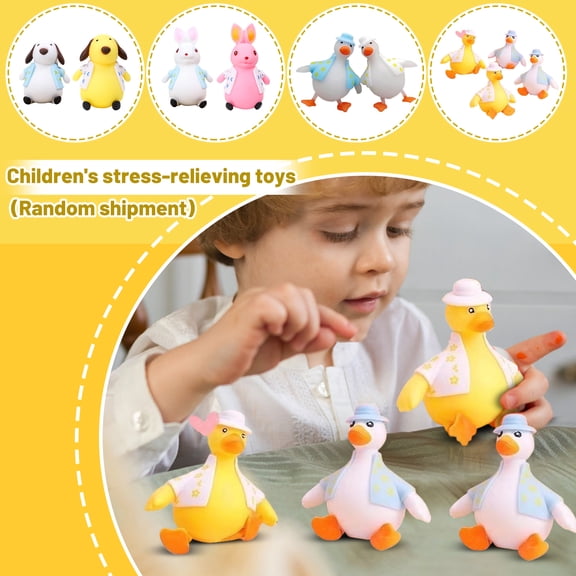 Squeeze Duck Stress Toys, 4X3 in Soft Rubber, Relaxation Relief Items for Student, Squeeze Toys, Random Color, 1 Pc