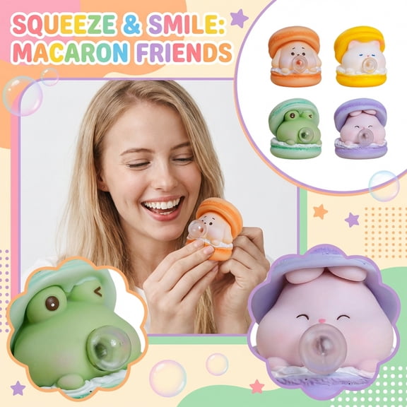 Squeeze Dumpling Relaxation Toys, Mint Macaron Frog Figurine, Office Desk Decor, Squeeze Release Tension, 3 In, 1 Pc