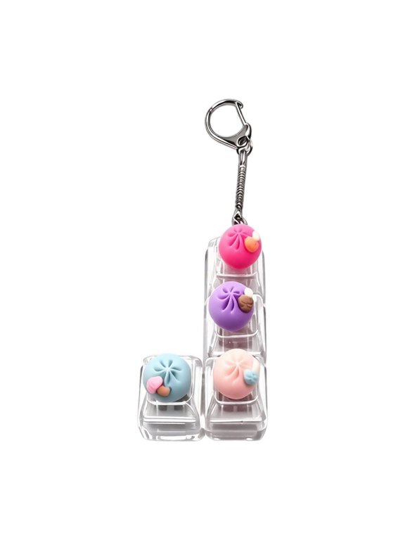 Squeeze Dumpling Squeeze Toys Keychain with Led Light, 4-Pack Mini Buns, Multicolor, for Bag Zipper Pull, Relaxation Toys